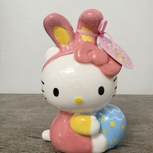 New Blue Sky Hello Kitty Easter Eggs Bunny Ears Pink Bow Ceramic